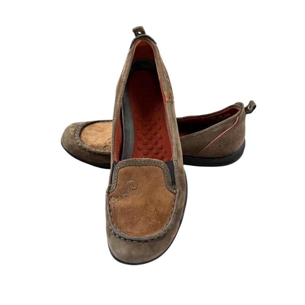 Privo by Clarks Womens Brown Suede Slip On Loafers Size 8M 76592 Moc Toe Comfort
